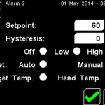 PyroMini Alarm Settings Screen