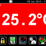 PyroMini Main Screen (red background shows alarm condition)