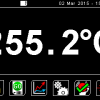 FibreMini main screen. Temperature turns red in alarm condition