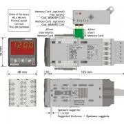 Dimensions of ATR243 indicating controller