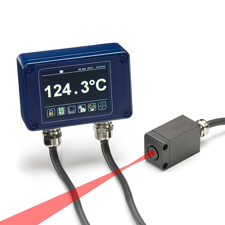 PyroCube infrared temperature sensor with fast response time and built-in aiming light