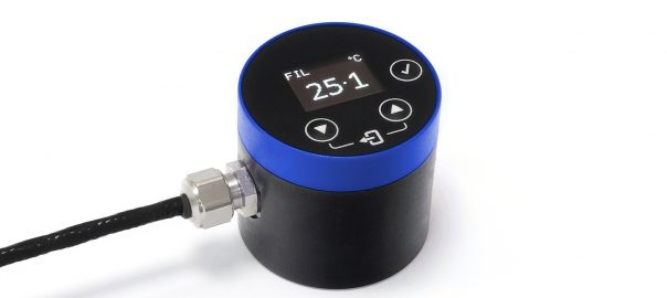 Calex PyroSigma - miniature infrared temperature sensor with display - rear view showing display and controls